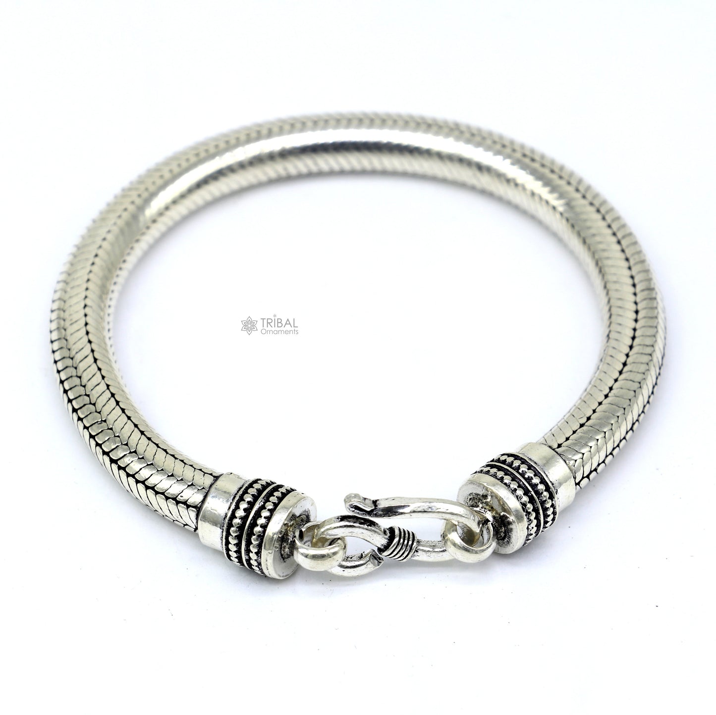 8mm  925 sterling silver handmade amazing inches snake chain flexible unisex bracelet jewelry from Rajasthan india sbr743 - TRIBAL ORNAMENTS