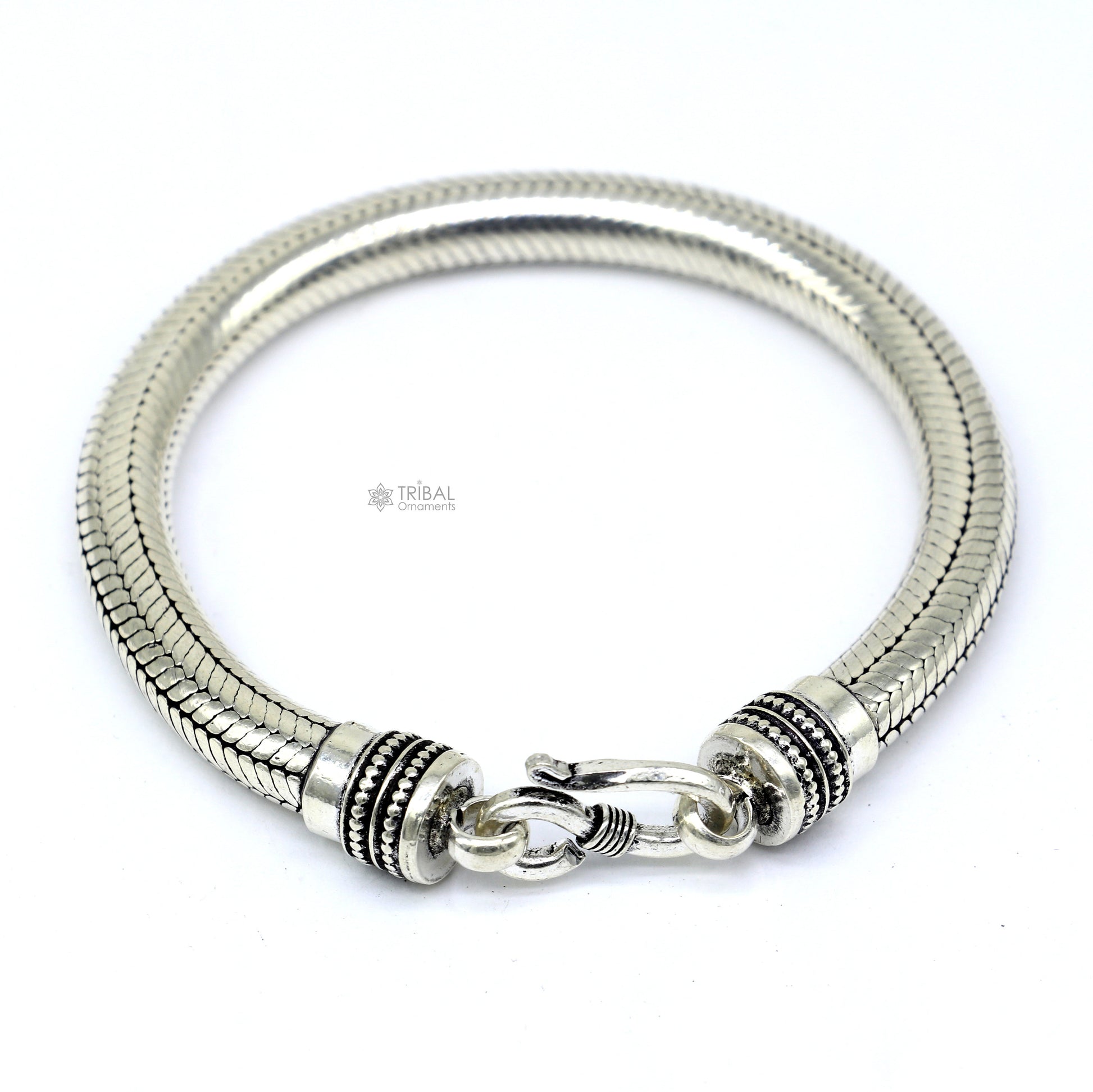 8mm  925 sterling silver handmade amazing inches snake chain flexible unisex bracelet jewelry from Rajasthan india sbr743 - TRIBAL ORNAMENTS