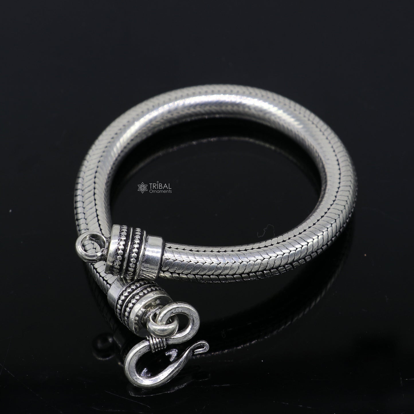 8mm  925 sterling silver handmade amazing inches snake chain flexible unisex bracelet jewelry from Rajasthan india sbr743 - TRIBAL ORNAMENTS