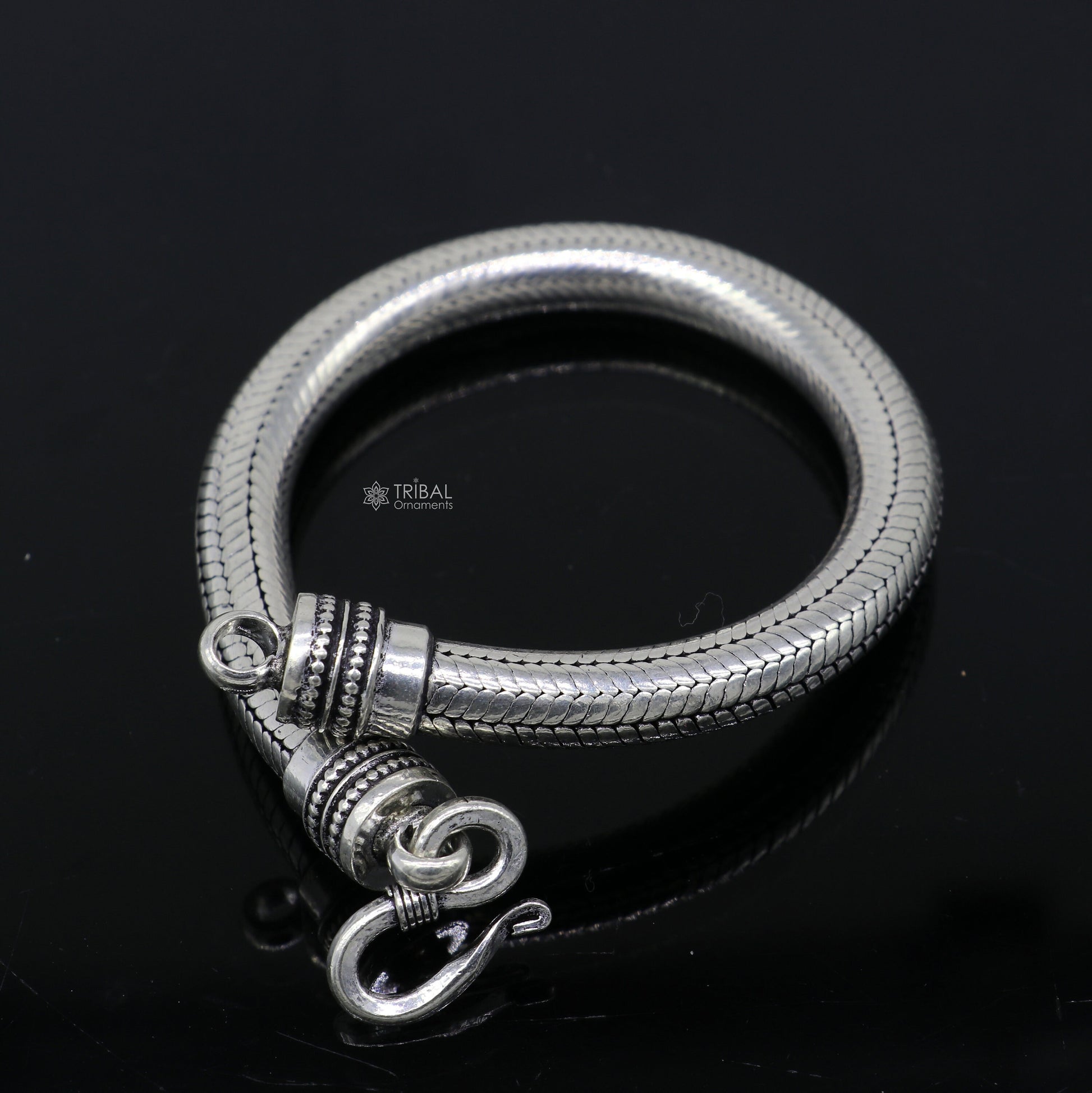 8mm  925 sterling silver handmade amazing inches snake chain flexible unisex bracelet jewelry from Rajasthan india sbr743 - TRIBAL ORNAMENTS