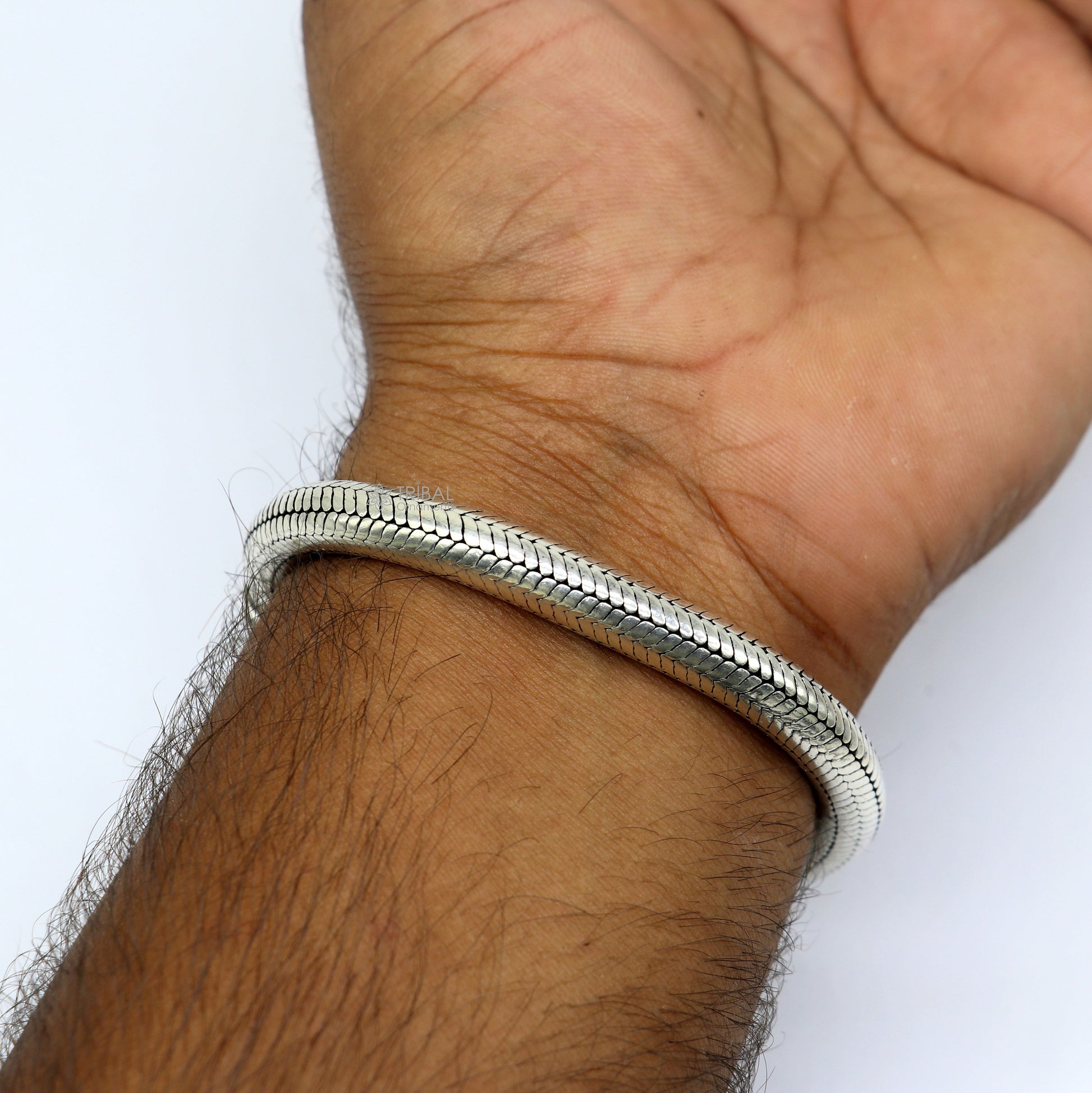 8mm  925 sterling silver handmade amazing inches snake chain flexible unisex bracelet jewelry from Rajasthan india sbr743 - TRIBAL ORNAMENTS