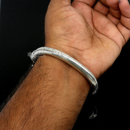 8mm  925 sterling silver handmade amazing inches snake chain flexible unisex bracelet jewelry from Rajasthan india sbr743 - TRIBAL ORNAMENTS