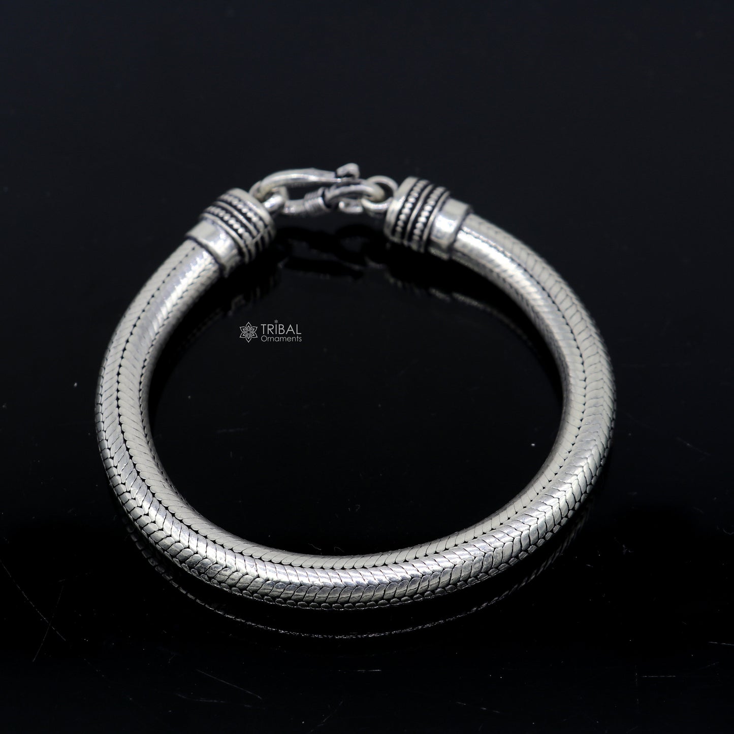 8mm  925 sterling silver handmade amazing inches snake chain flexible unisex bracelet jewelry from Rajasthan india sbr743 - TRIBAL ORNAMENTS