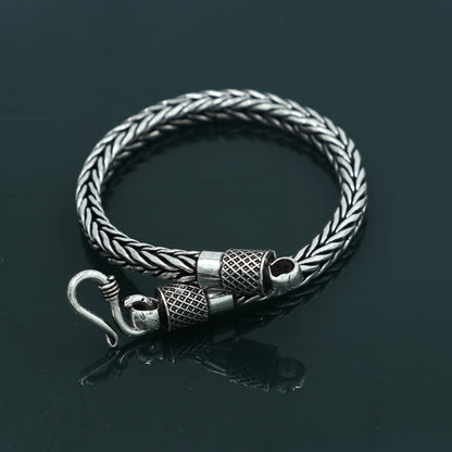 Sterling silver wheat design chain bracelet by TRIBAL ORNAMENTS, 8 or 8.5 inches, unisex jewelry, 5mm width