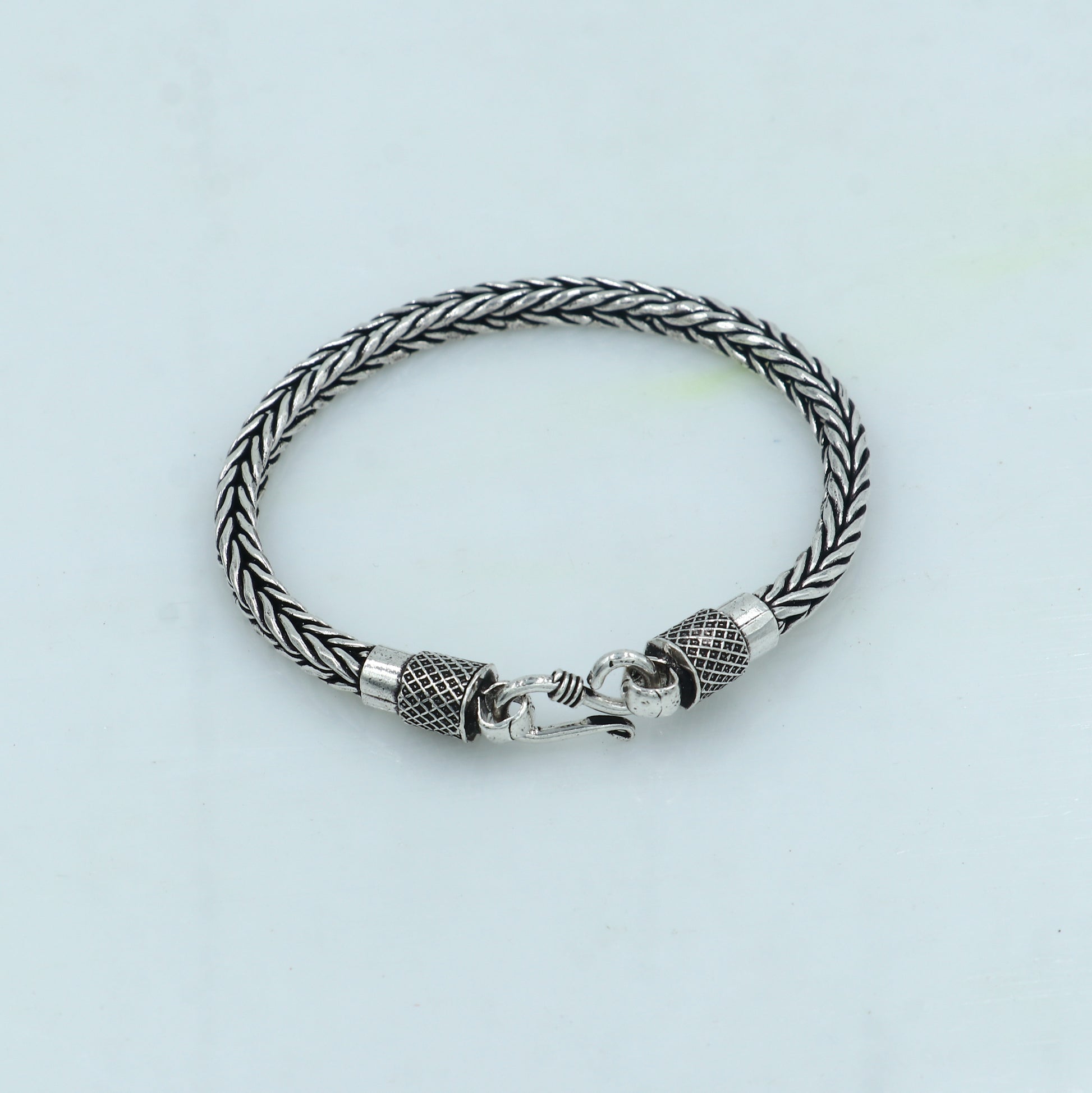 8"/ 8.5" 5mm 925 sterling silver wheat design chain customized design handmade silver bracelet unisex indian tribal jewelry sbr767 - TRIBAL ORNAMENTS