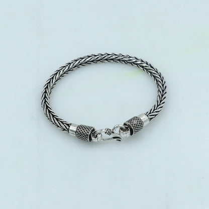 8-inch 925 sterling silver wheat design chain bracelet by Tribal Ornaments, unisex jewelry with 5mm width, stylish and durable.