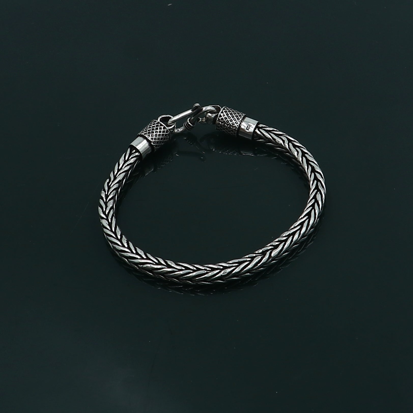 8"/ 8.5" 5mm 925 sterling silver wheat design chain customized design handmade silver bracelet unisex indian tribal jewelry sbr767 - TRIBAL ORNAMENTS