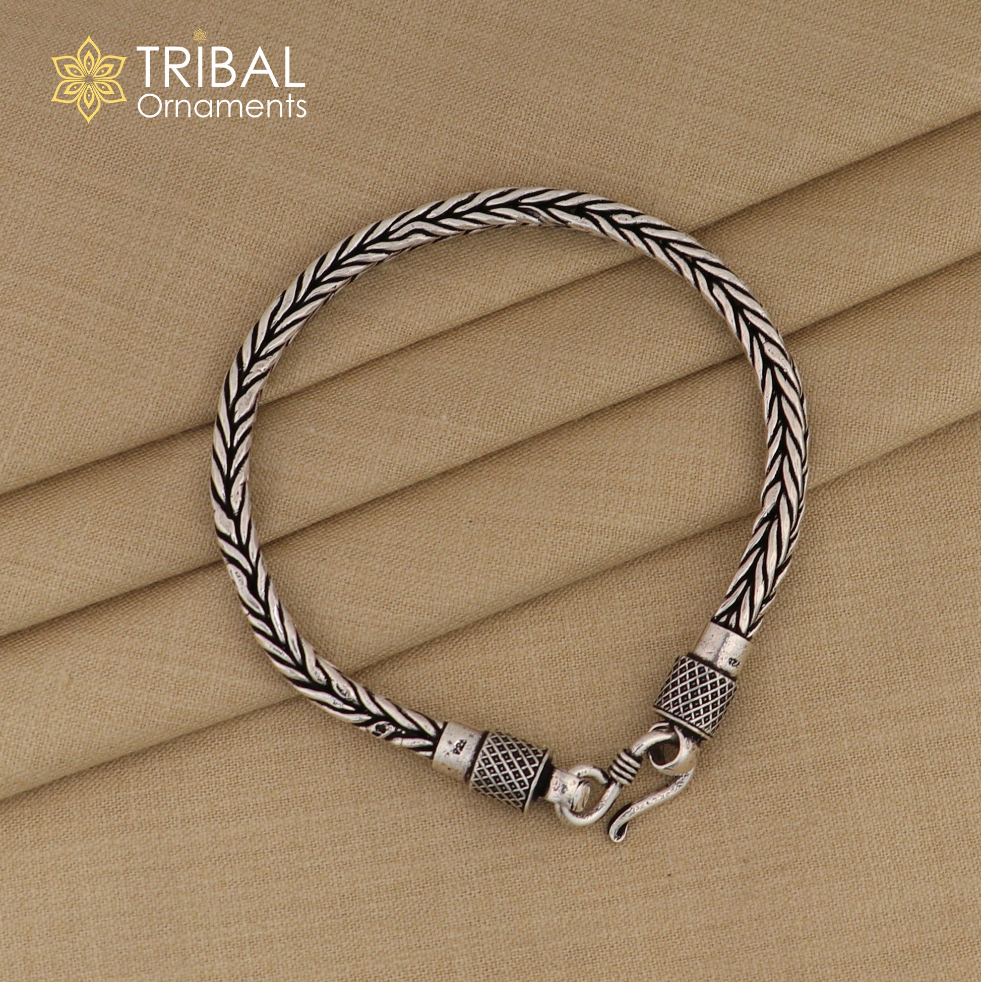 8"/ 8.5" 5mm 925 sterling silver wheat design chain bracelet unisex jewelry sbr767 - TRIBAL ORNAMENTS