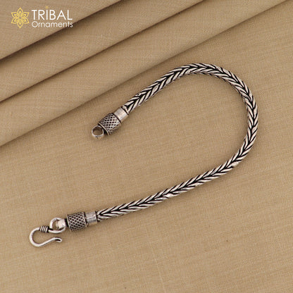 Sterling silver wheat design chain bracelet, 8 or 8.5 inches, unisex jewelry by TRIBAL ORNAMENTS with 5mm width.