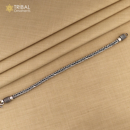 Sterling silver wheat design chain bracelet, 8 or 8.5 inches, unisex jewelry by Tribal Ornaments with 5mm width.