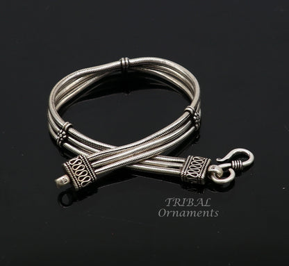 925 sterling silver 3 line snake chain vintage design bracelet, unisex jewelry sbr140 - TRIBAL ORNAMENTS