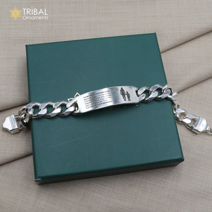 925 sterling silver heavy chain bracelet for men, personalized tribal ornament jewelry, 8-inch men's silver bracelet.