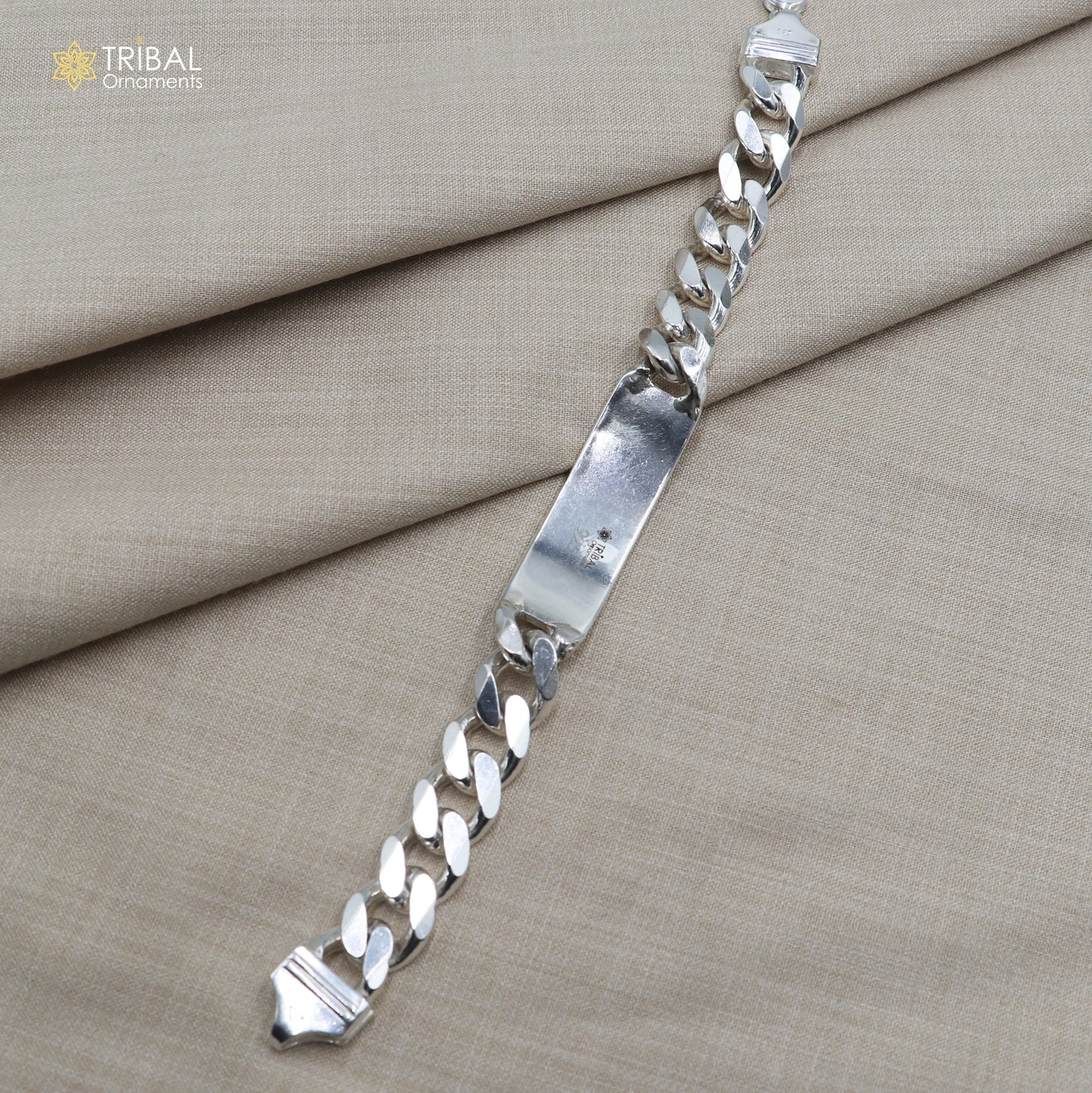 925 sterling silver heavy chain personalized bracelet, men's jewelry sbr785 - TRIBAL ORNAMENTS