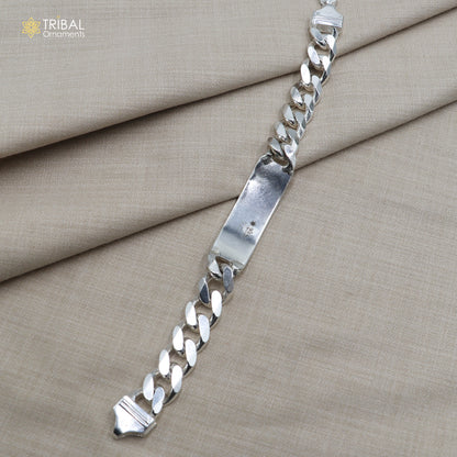 925 sterling silver heavy chain bracelet for men, personalized jewelry by TRIBAL ORNAMENTS, 8-inch men's silver bracelet.