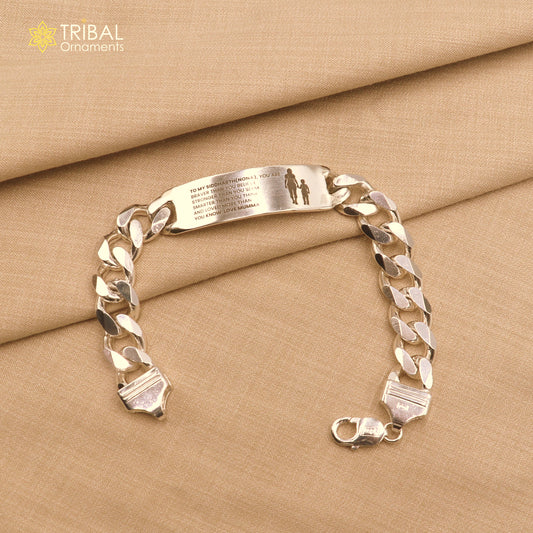 925 sterling silver heavy chain personalized bracelet, men's jewelry sbr785 - TRIBAL ORNAMENTS
