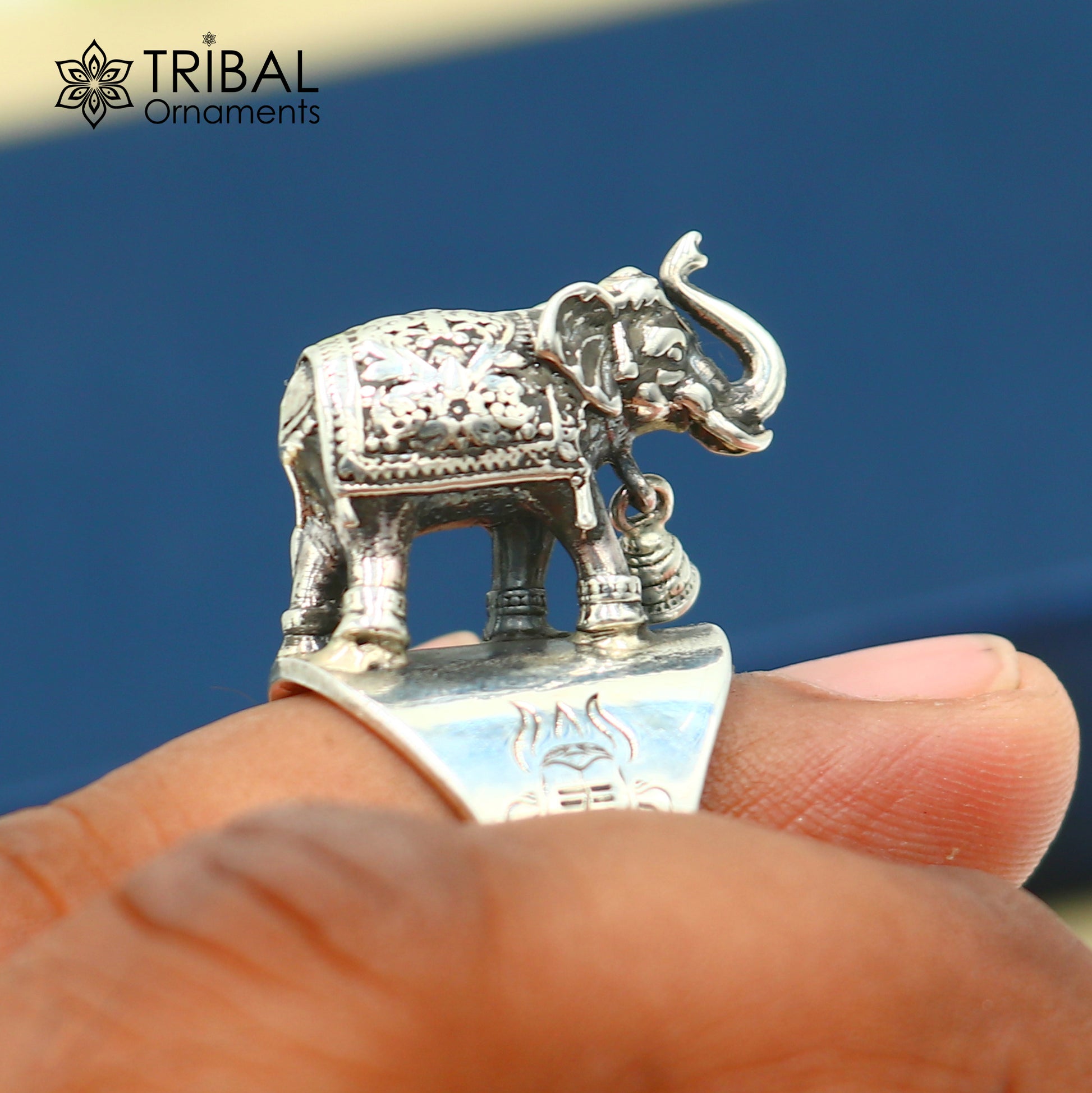 925 sterling silver stylish elephant design adjustable ring unisex Jewelry sr810 - TRIBAL ORNAMENTS