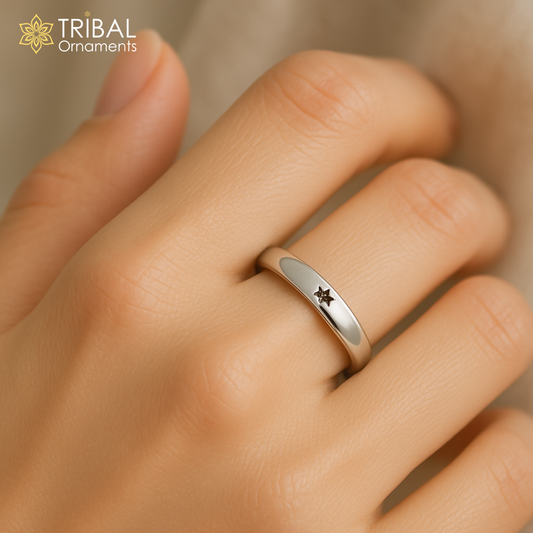 Plain shiny star design ring 925 sterling silver customized unisex ring Jewelry sr800 - TRIBAL ORNAMENTS