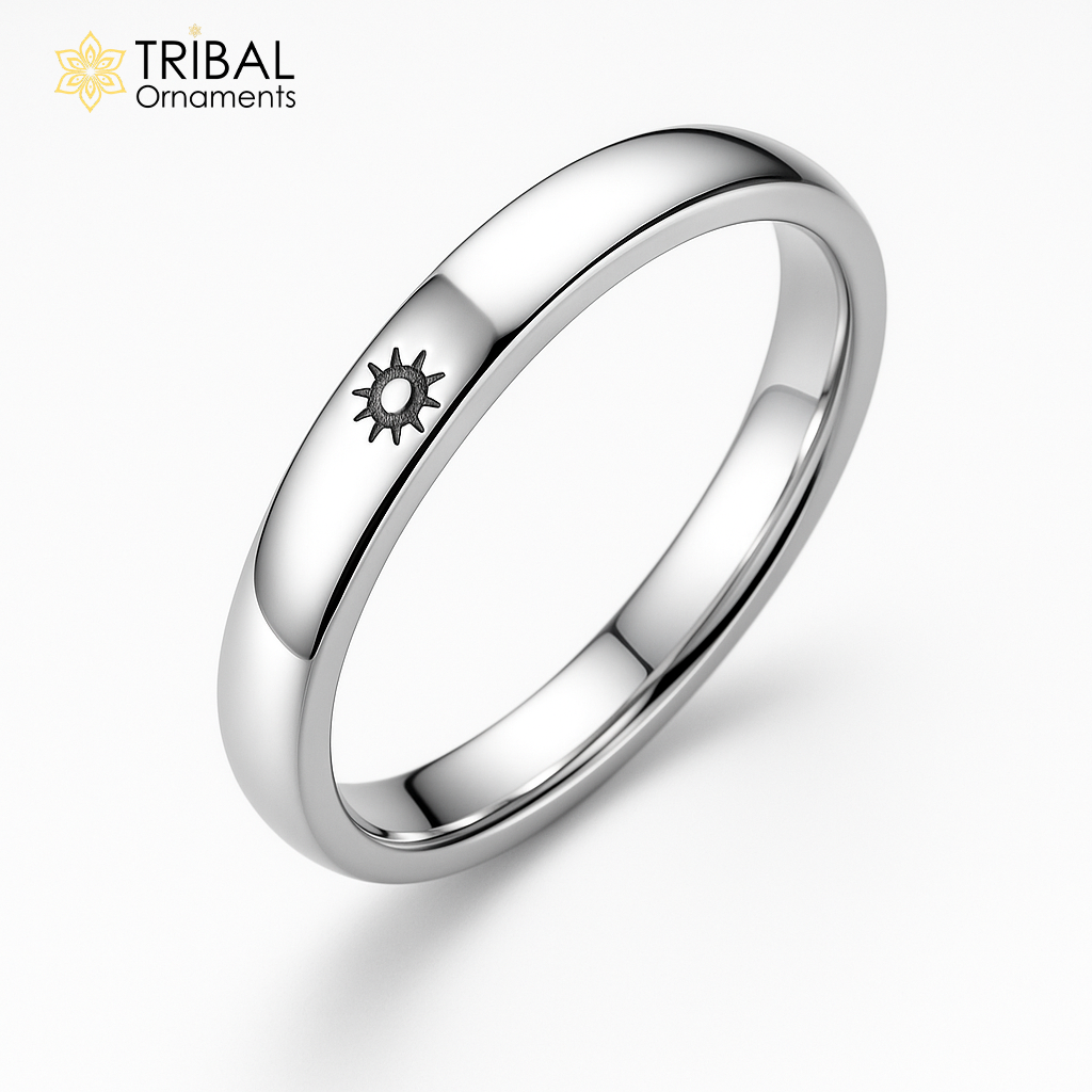 Sun moon couple shiny stylish ring 925 sterling silver unisex ring Jewelry sr799 - TRIBAL ORNAMENTS