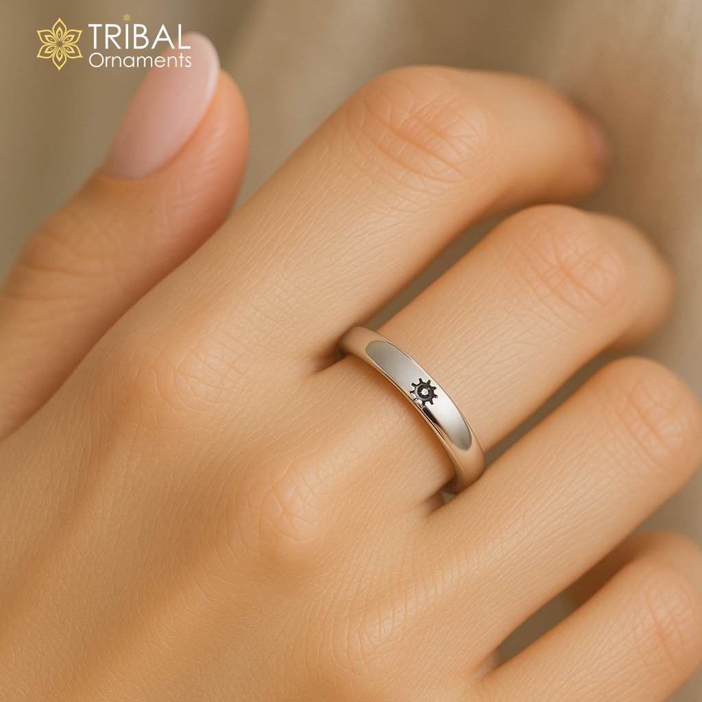 Sun moon couple shiny stylish ring 925 sterling silver unisex ring Jewelry sr799 - TRIBAL ORNAMENTS