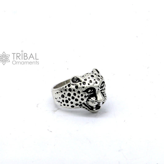 92.5% sterling silver handmade king leopard face for men's and boys gifting, stylish luxury lion ring  sr710 - TRIBAL ORNAMENTS