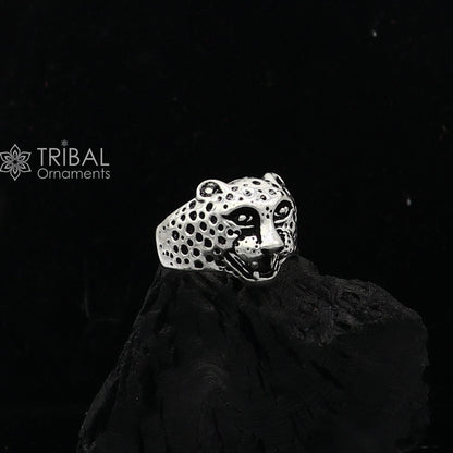 92.5% sterling silver handmade king leopard face for men's and boys gifting, stylish luxury lion ring  sr710 - TRIBAL ORNAMENTS
