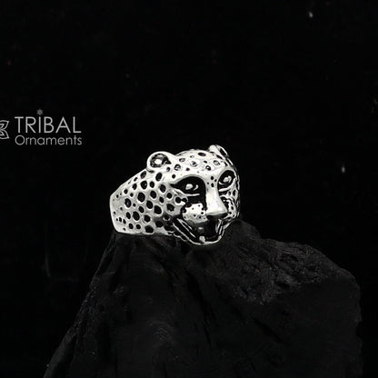 92.5% sterling silver handmade king leopard face for men's and boys gifting, stylish luxury lion ring  sr710 - TRIBAL ORNAMENTS