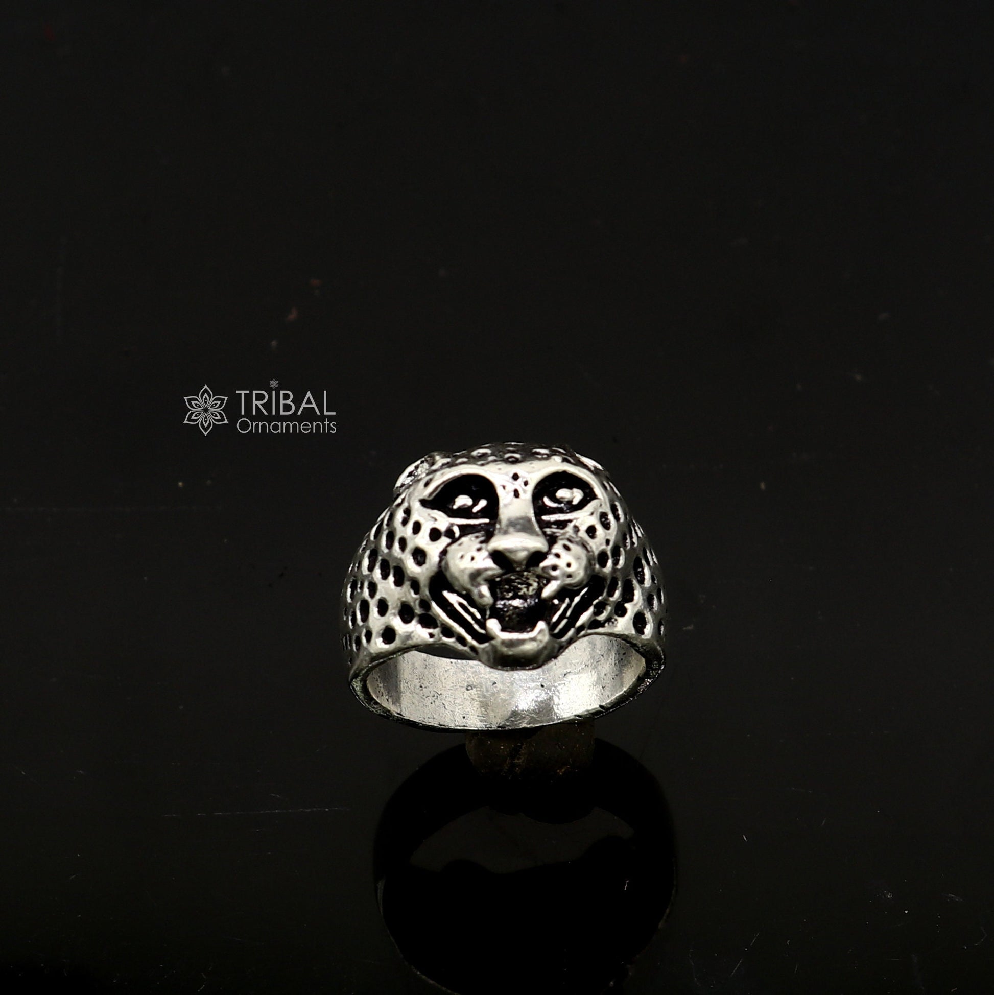 92.5% sterling silver handmade king leopard face for men's and boys gifting, stylish luxury lion ring  sr710 - TRIBAL ORNAMENTS