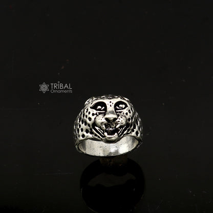 92.5% sterling silver handmade king leopard face for men's and boys gifting, stylish luxury lion ring  sr710 - TRIBAL ORNAMENTS