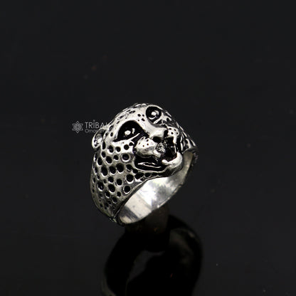 92.5% sterling silver handmade king leopard face for men's and boys gifting, stylish luxury lion ring  sr710 - TRIBAL ORNAMENTS