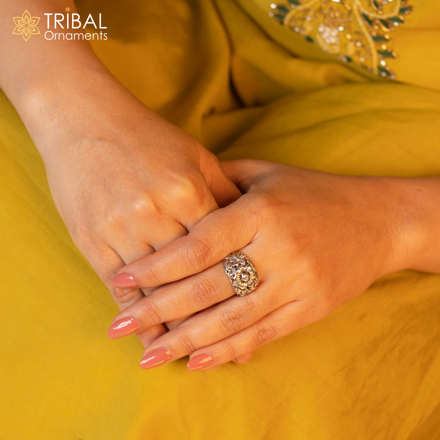 925 sterling silver stylish flower design ring Jewelry sr774 - TRIBAL ORNAMENTS