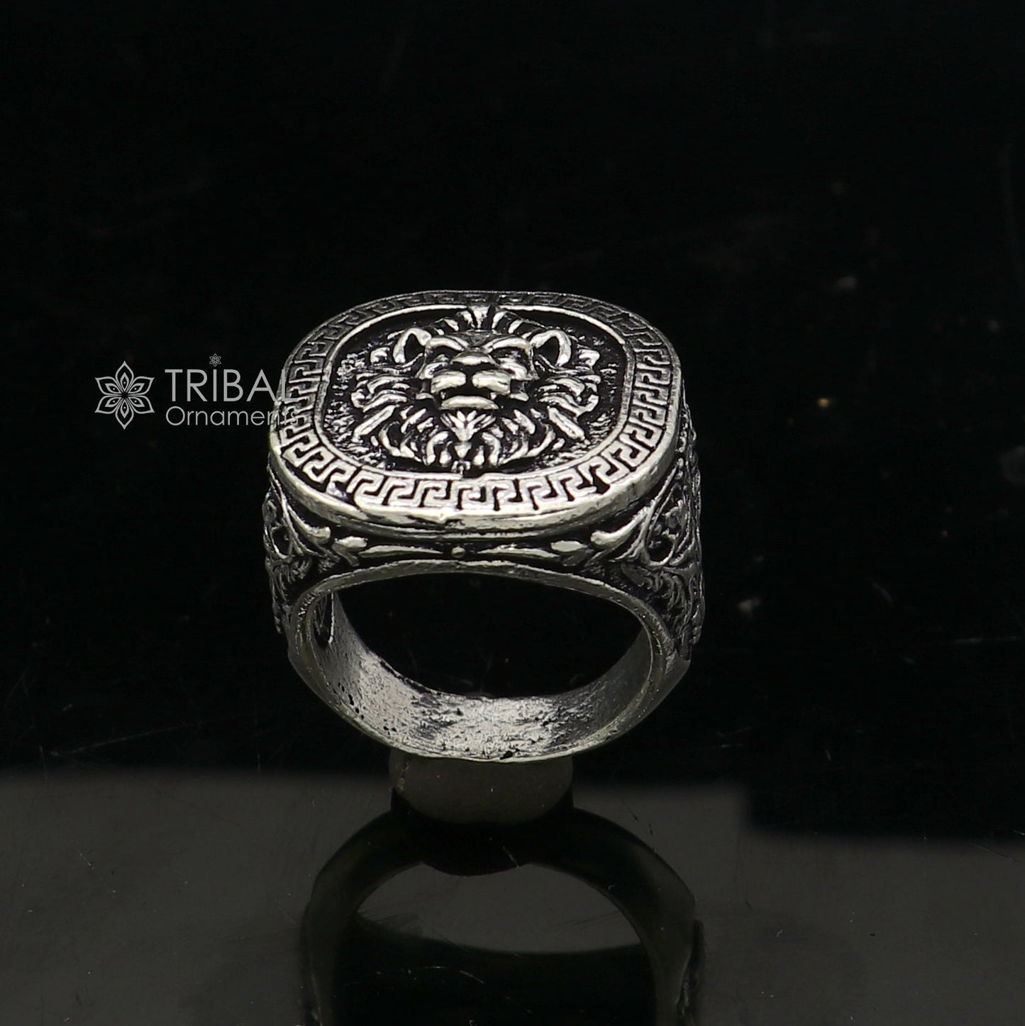 92.5% sterling silver handmade king lion head face high quality unique ring band for gifting, stylish luxury lion ring  sr708 - TRIBAL ORNAMENTS