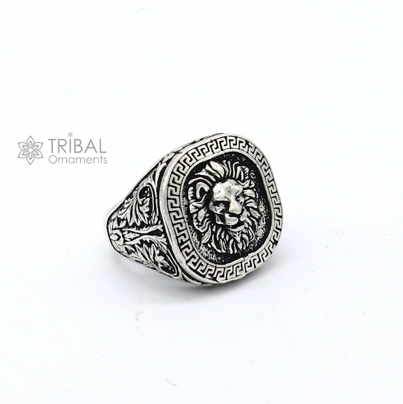 92.5% sterling silver handmade king lion head face high quality unique ring band for gifting, stylish luxury lion ring  sr708 - TRIBAL ORNAMENTS