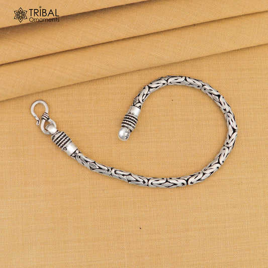 5mm 9"/9.5" Unique byzantine vintage design 925 Sterling silver chain flexible bracelet unisex jewelry sbr430 - TRIBAL ORNAMENTS