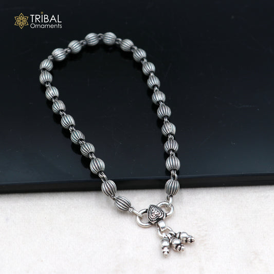 5mm 925 sterling silver beaded/ball chain anklet bracelet light weight jewelry ank715 - TRIBAL ORNAMENTS