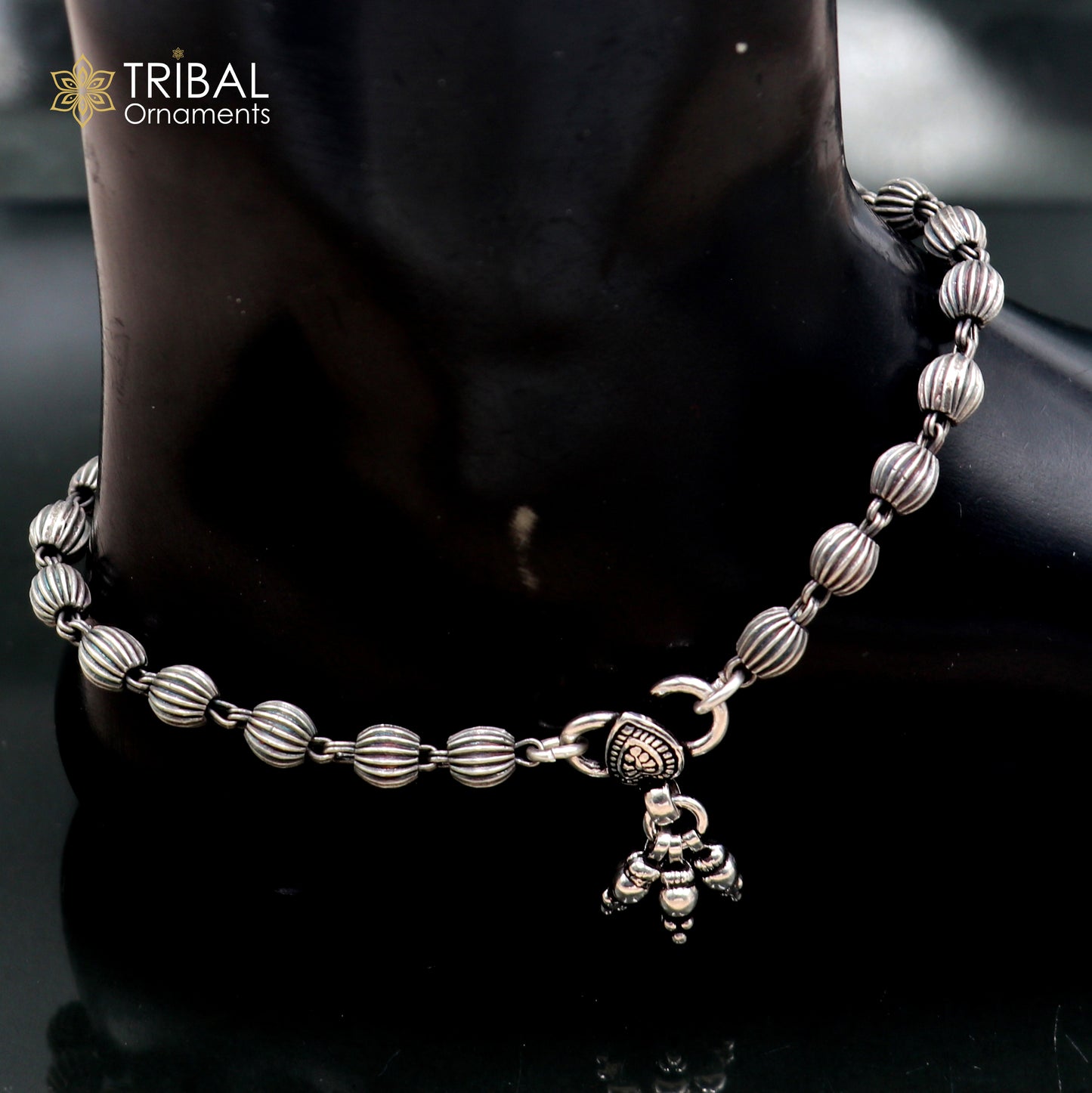 5mm 925 sterling silver beaded/ball chain anklet bracelet light weight jewelry ank715 - TRIBAL ORNAMENTS