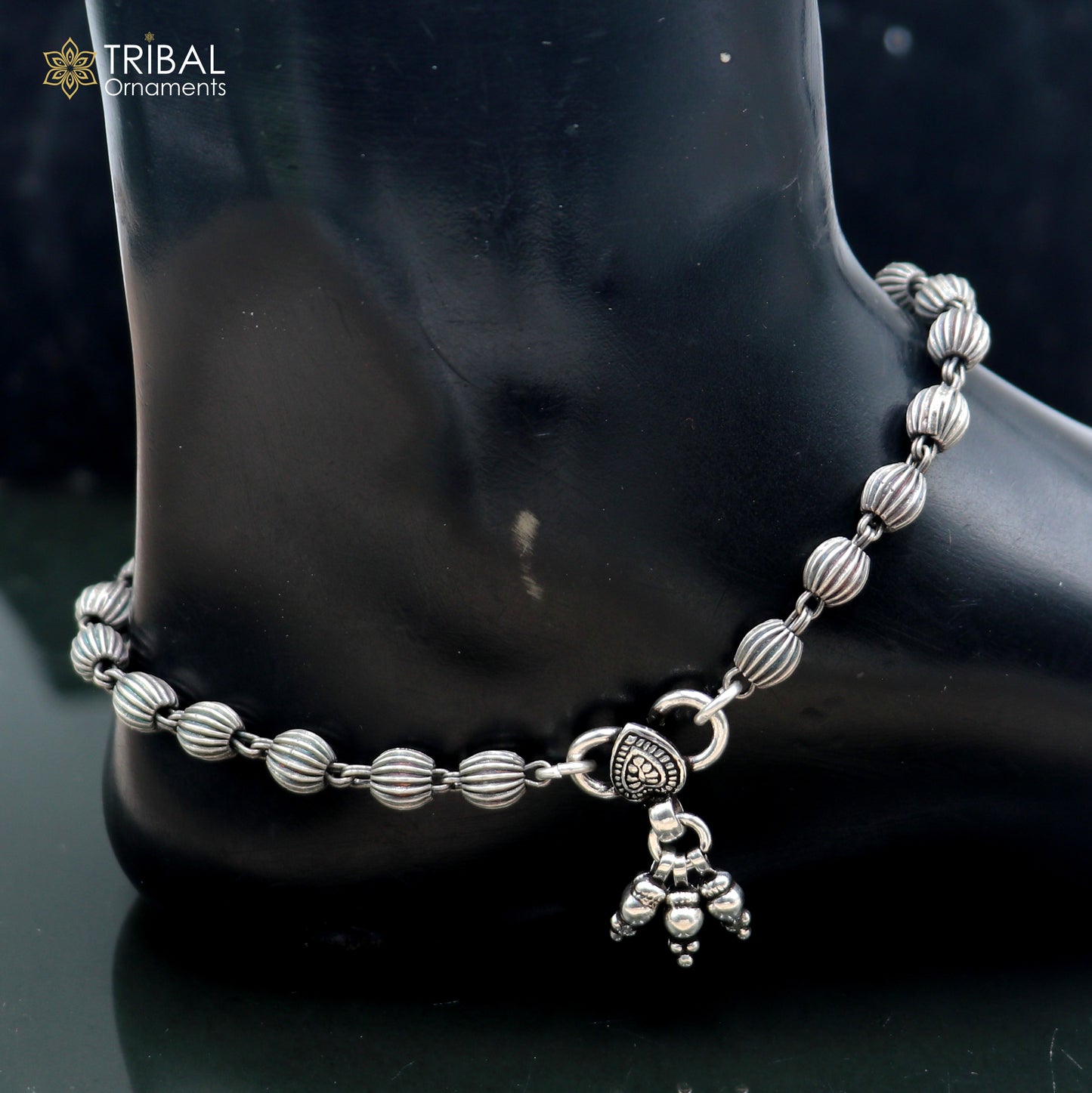 5mm 925 sterling silver beaded/ball chain anklet bracelet light weight jewelry ank715 - TRIBAL ORNAMENTS