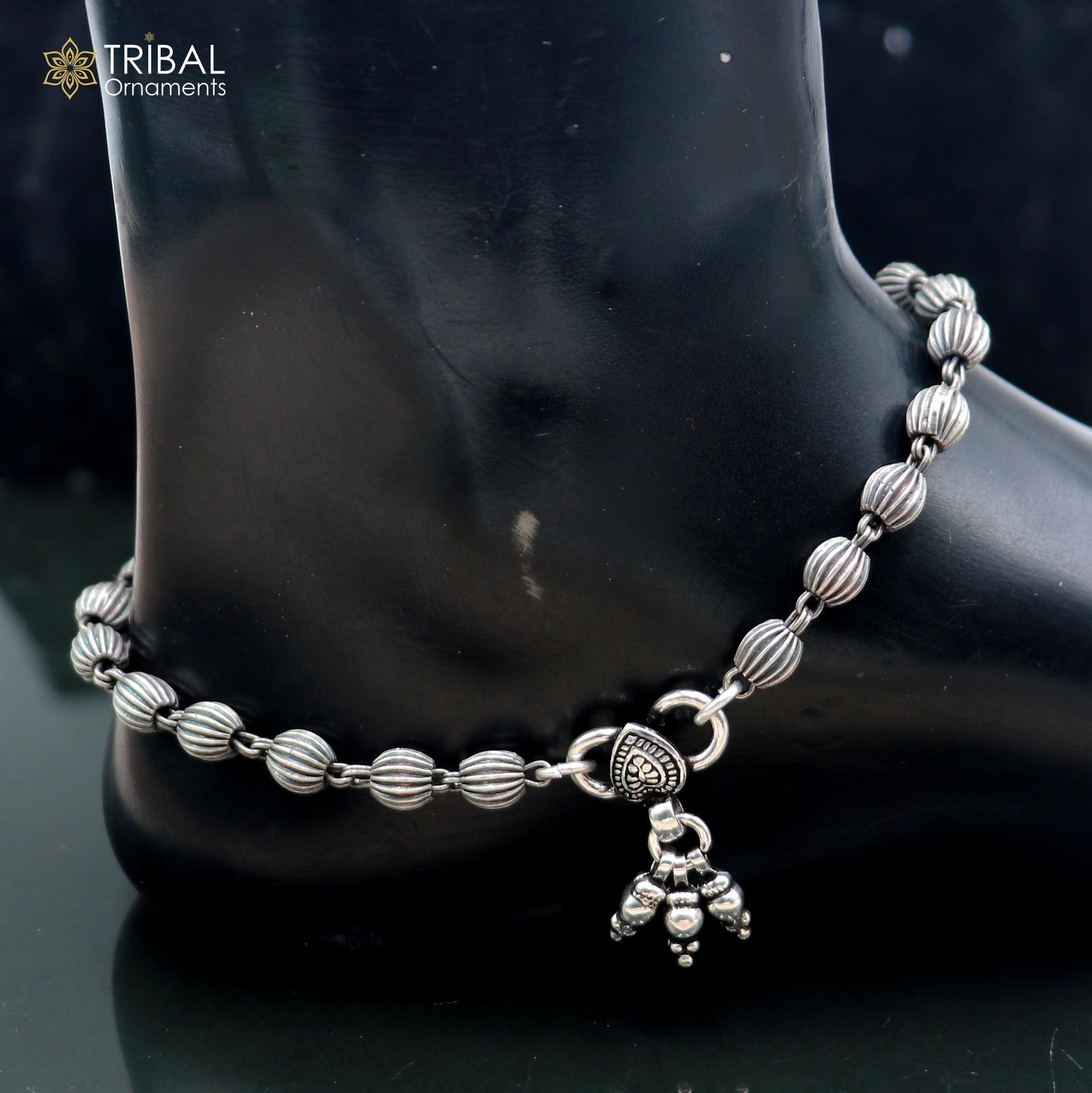 5mm 925 sterling silver beaded/ball chain anklet bracelet light weight jewelry ank715 - TRIBAL ORNAMENTS