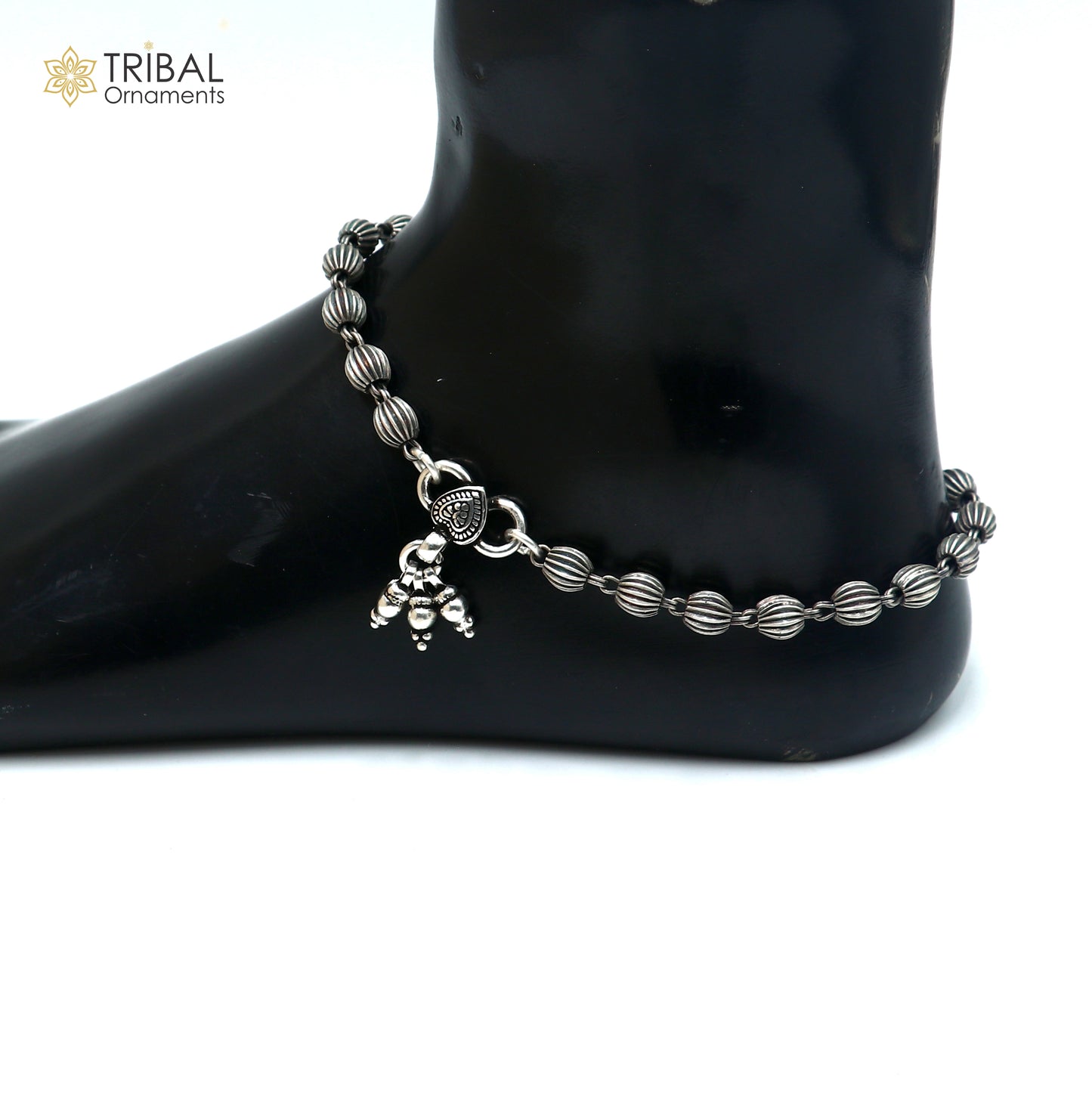 5mm 925 sterling silver beaded/ball chain anklet bracelet light weight jewelry ank715 - TRIBAL ORNAMENTS