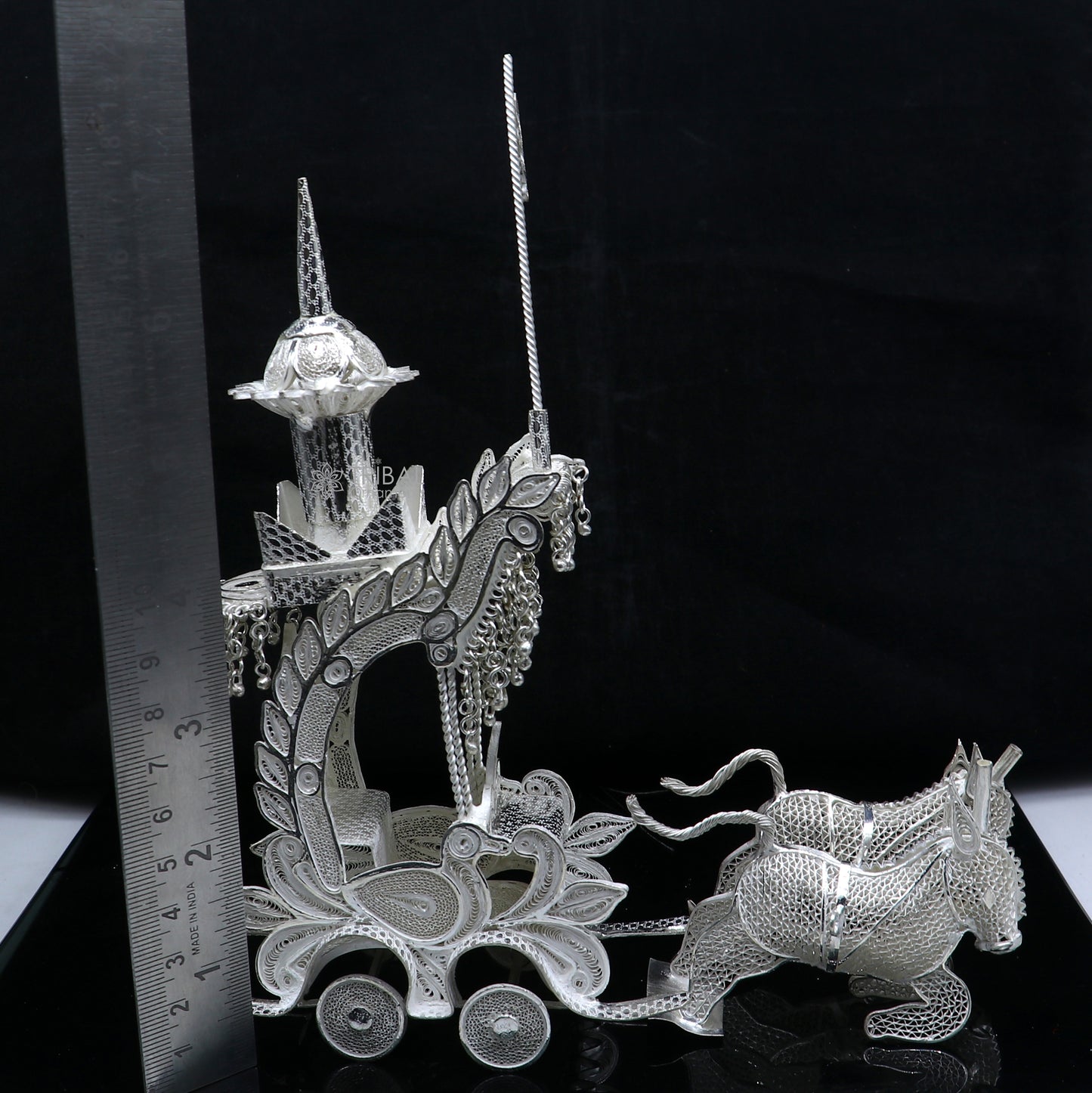 925 sterling silver lord Krishna rath/ silver horse cart for Laddu Gopala su1322 - TRIBAL ORNAMENTS