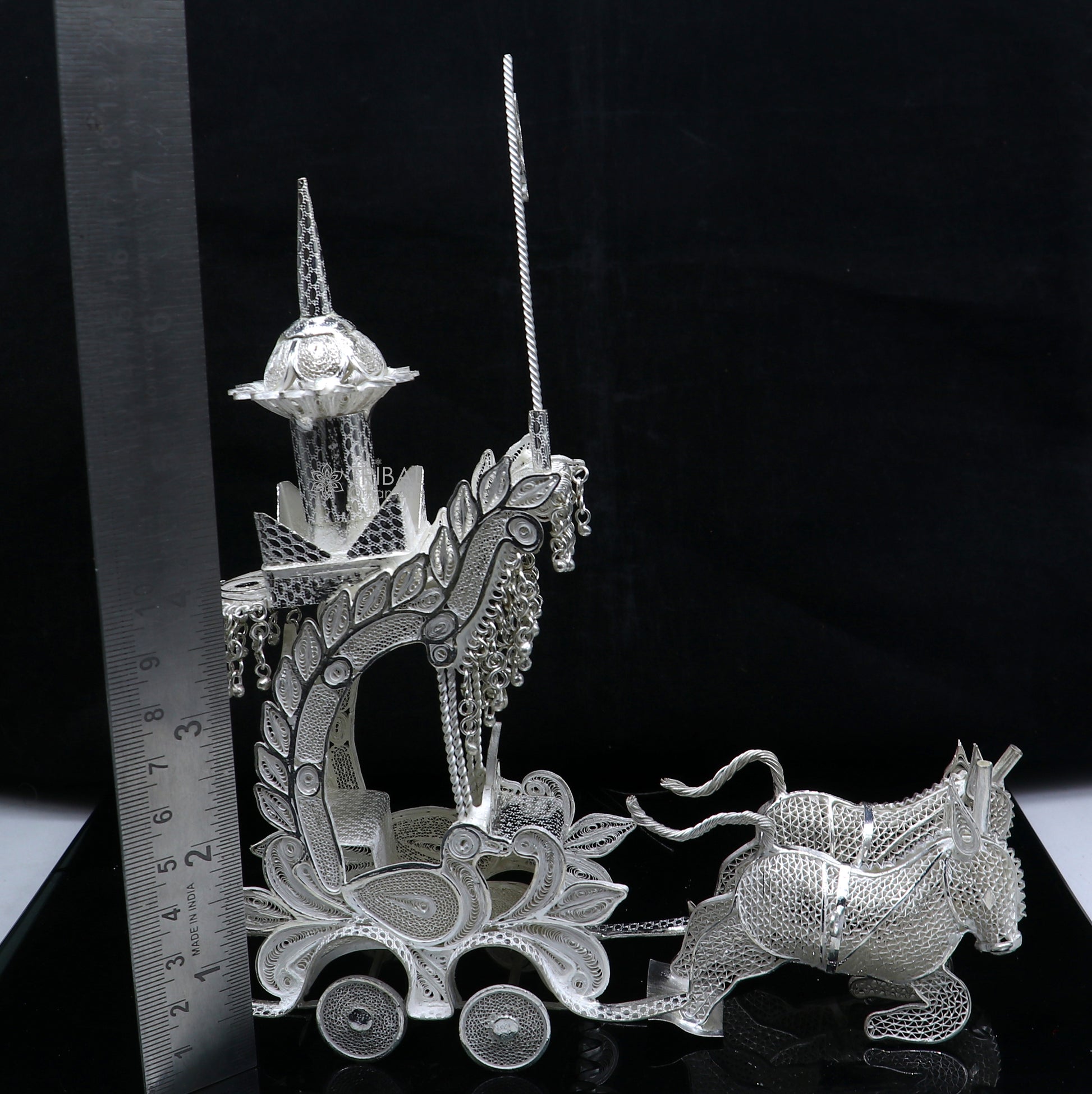 925 sterling silver lord Krishna rath/ silver horse cart for Laddu Gopala su1322 - TRIBAL ORNAMENTS