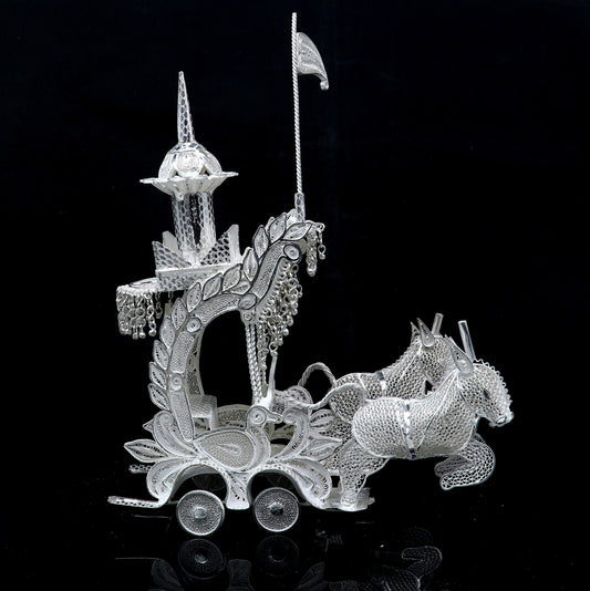 925 sterling silver lord Krishna rath/ silver horse cart for Laddu Gopala su1322 - TRIBAL ORNAMENTS