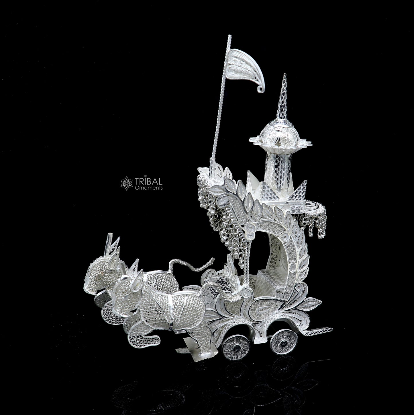 925 sterling silver lord Krishna rath/ silver horse cart for Laddu Gopala su1322 - TRIBAL ORNAMENTS
