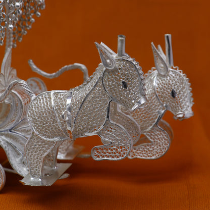 925 sterling silver lord Krishna rath/ silver horse cart for Laddu Gopala su1322 - TRIBAL ORNAMENTS