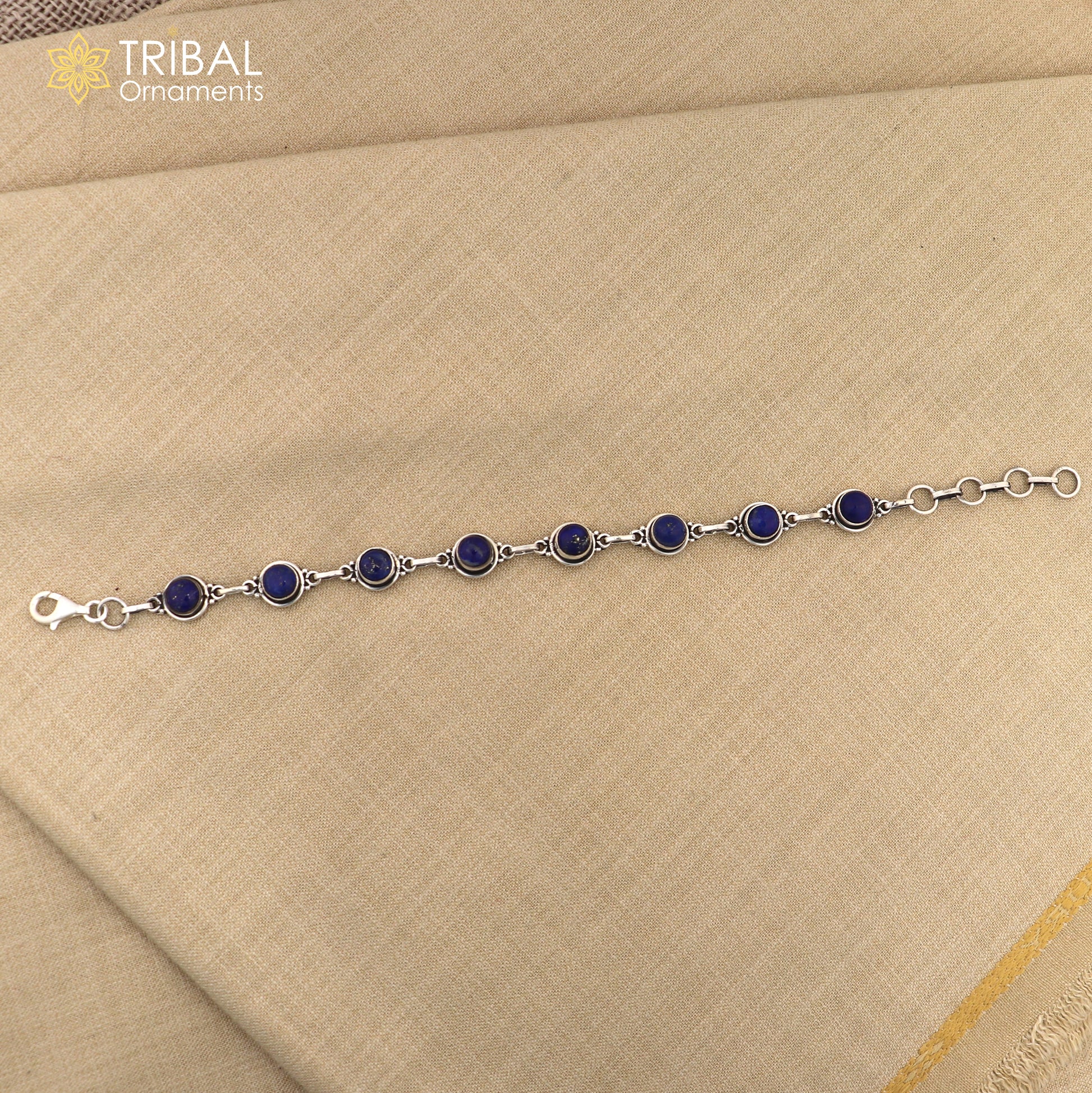 925 sterling silver multi color stone unisex stone bracelet sbr773 - TRIBAL ORNAMENTS
