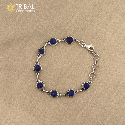 925 sterling silver multi color stone unisex stone bracelet sbr773 - TRIBAL ORNAMENTS