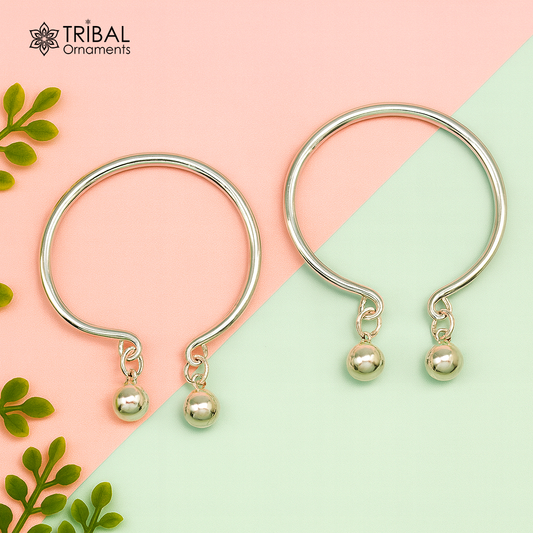 925 sterling silver adjustable charm bangle bracelet kada unisex kids baby bbk22 - TRIBAL ORNAMENTS