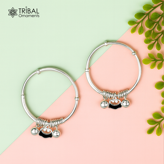 925 sterling silver adjustable charm bangle bracelet kada unisex kids baby bbk32 - TRIBAL ORNAMENTS