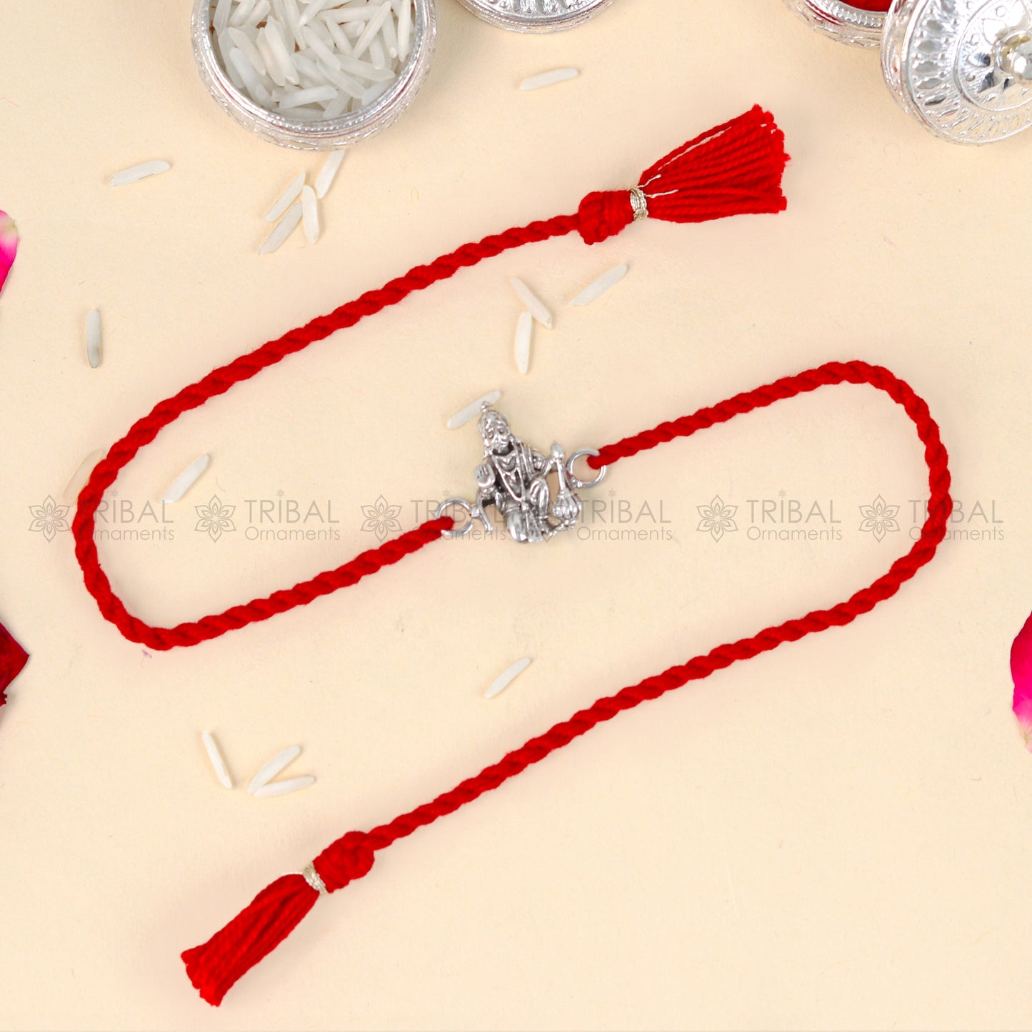 925 Sterling silver Lord Hanuman ji design pendant Rakhi bracelet Rakshabandhan festival rk338 - TRIBAL ORNAMENTS