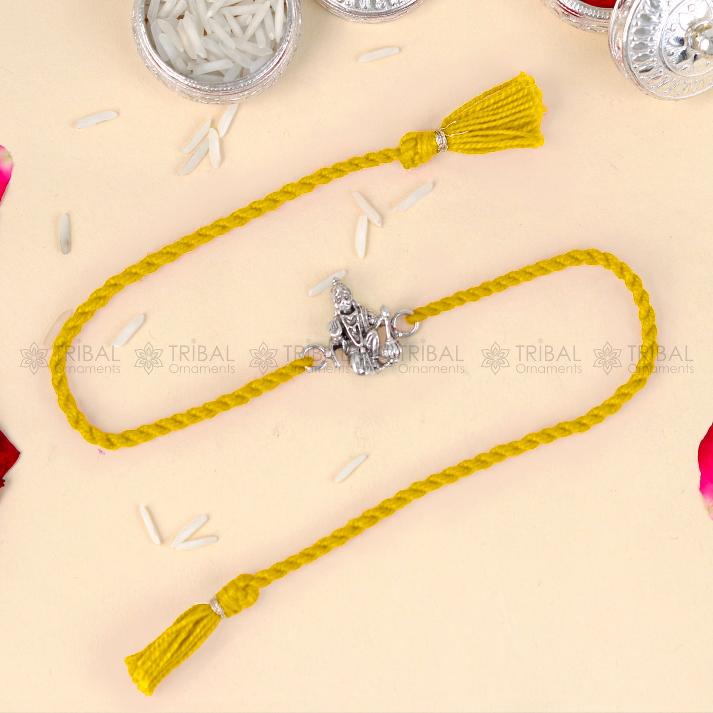 925 Sterling silver Lord Hanuman ji design pendant Rakhi bracelet Rakshabandhan festival rk338 - TRIBAL ORNAMENTS