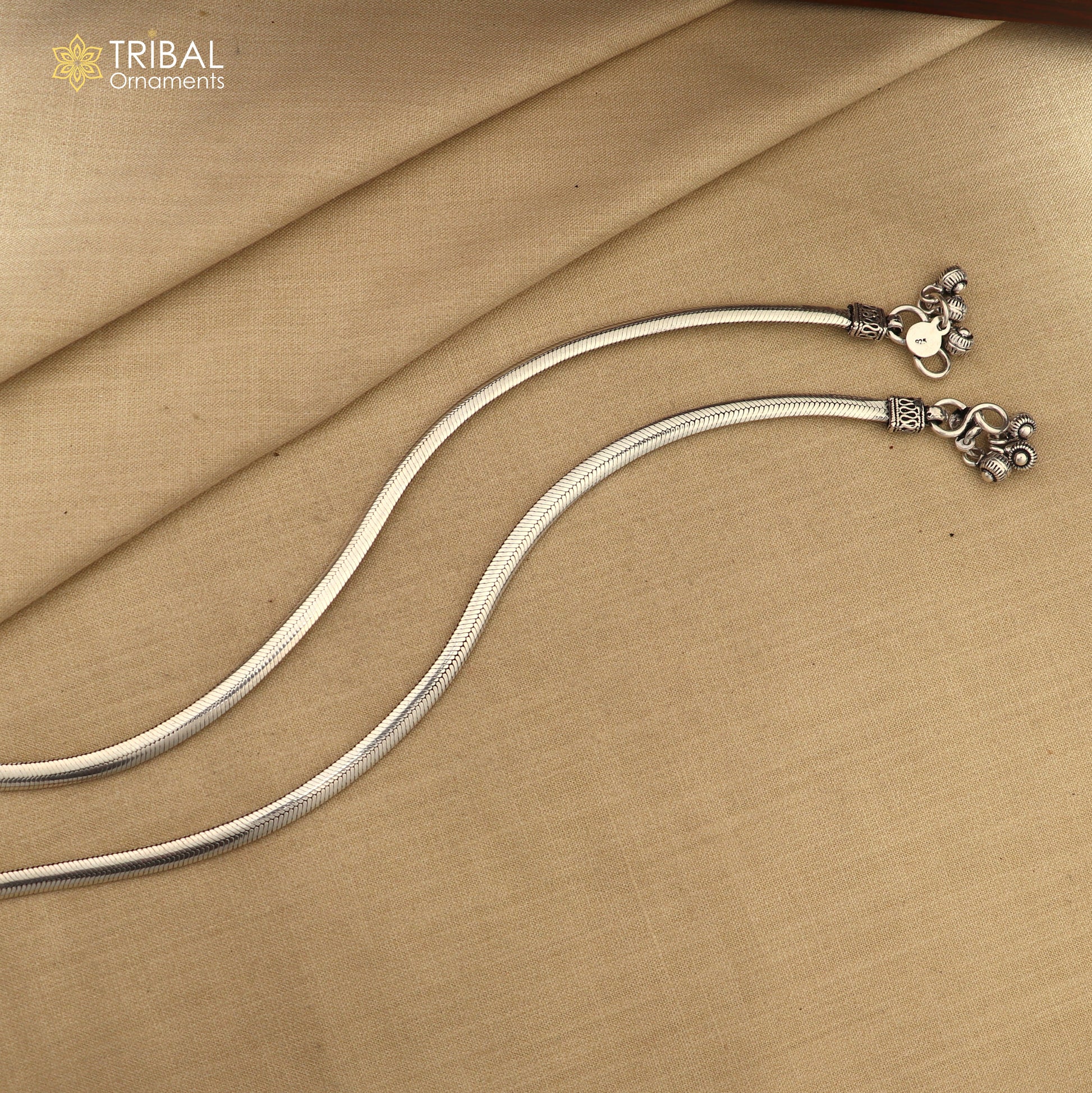 10.5" 925 sterling silver handmade stylish chain anklets foot bracelet ,ankle bracelet belly dance jewelry ank713 - TRIBAL ORNAMENTS